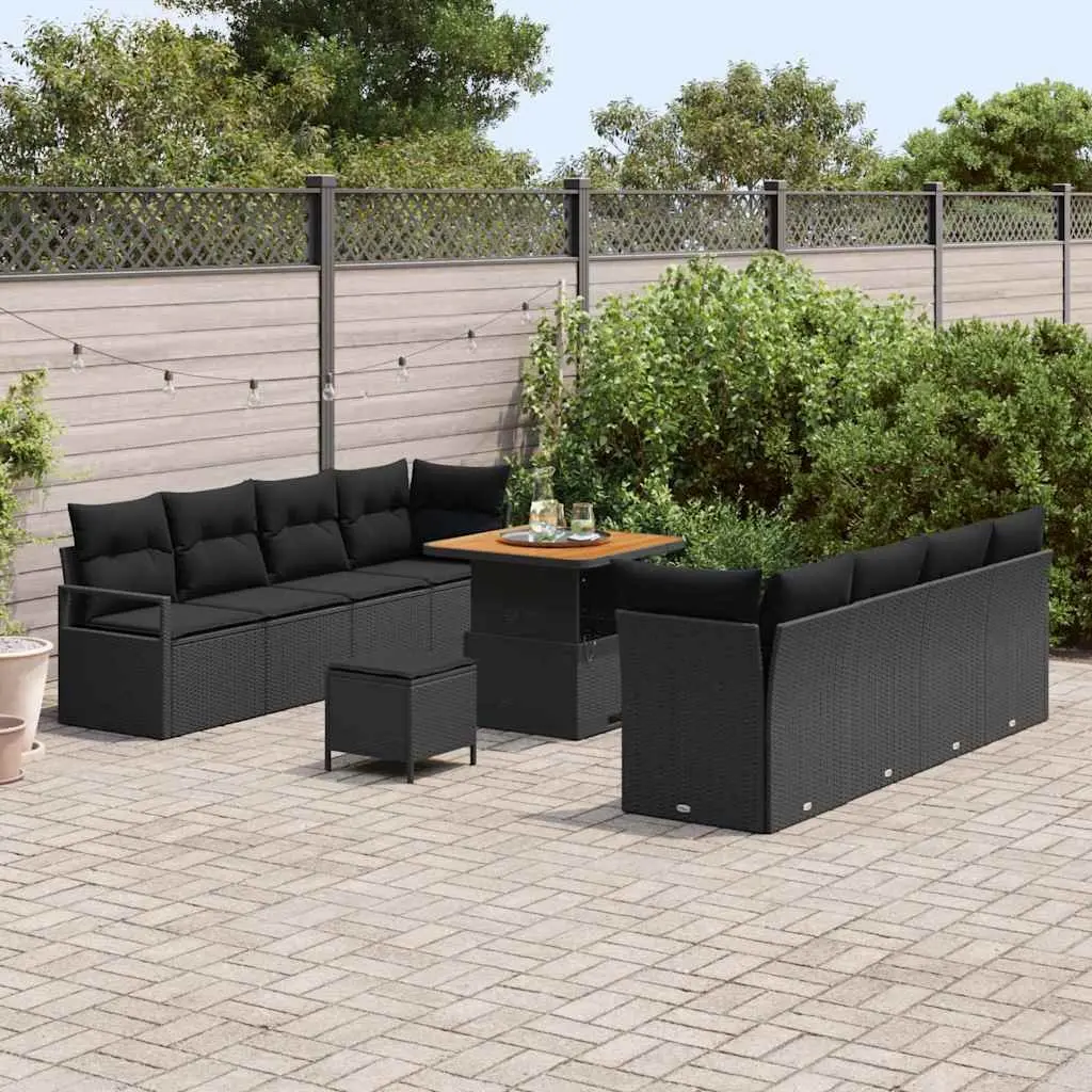 Black Modular Garden Sofa Set with Storage