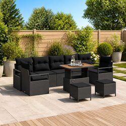 Premium Black Outdoor Sofa Set 10-Piece Garden Furniture