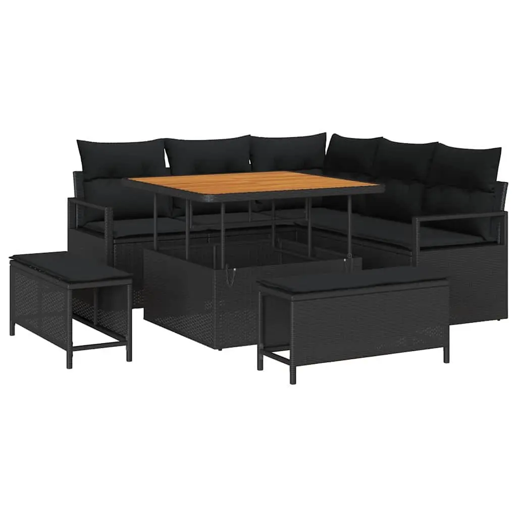 Modular 8-Piece Outdoor Garden Sofa Set in Black