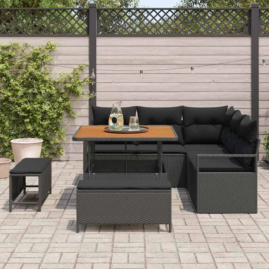 Modular 8-Piece Outdoor Garden Sofa Set in Black