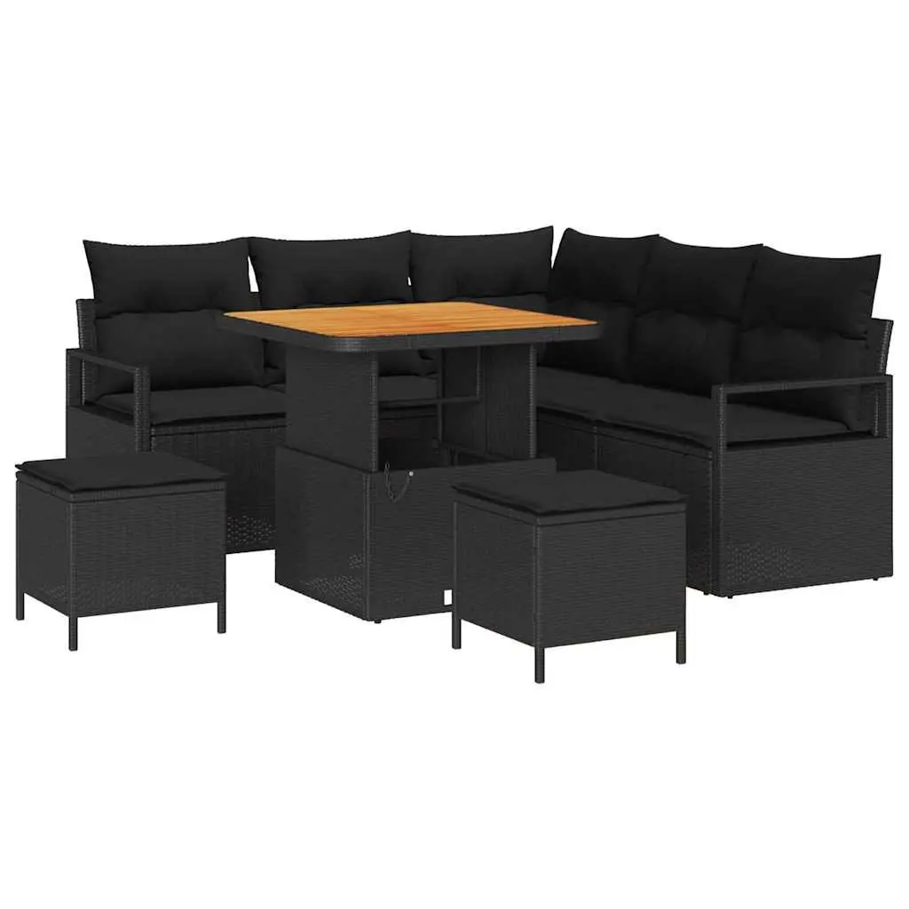 Black Garden Sofa Set 8-Piece Modular Seating