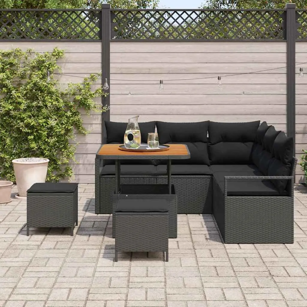 Black Garden Sofa Set 8-Piece Modular Seating