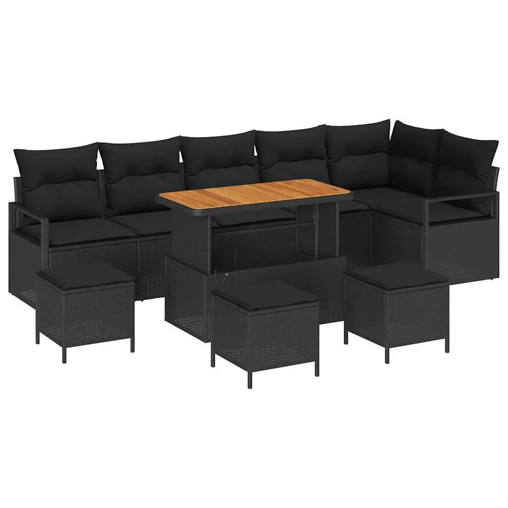 Black Modular Rattan Garden Sofa Set with Storage