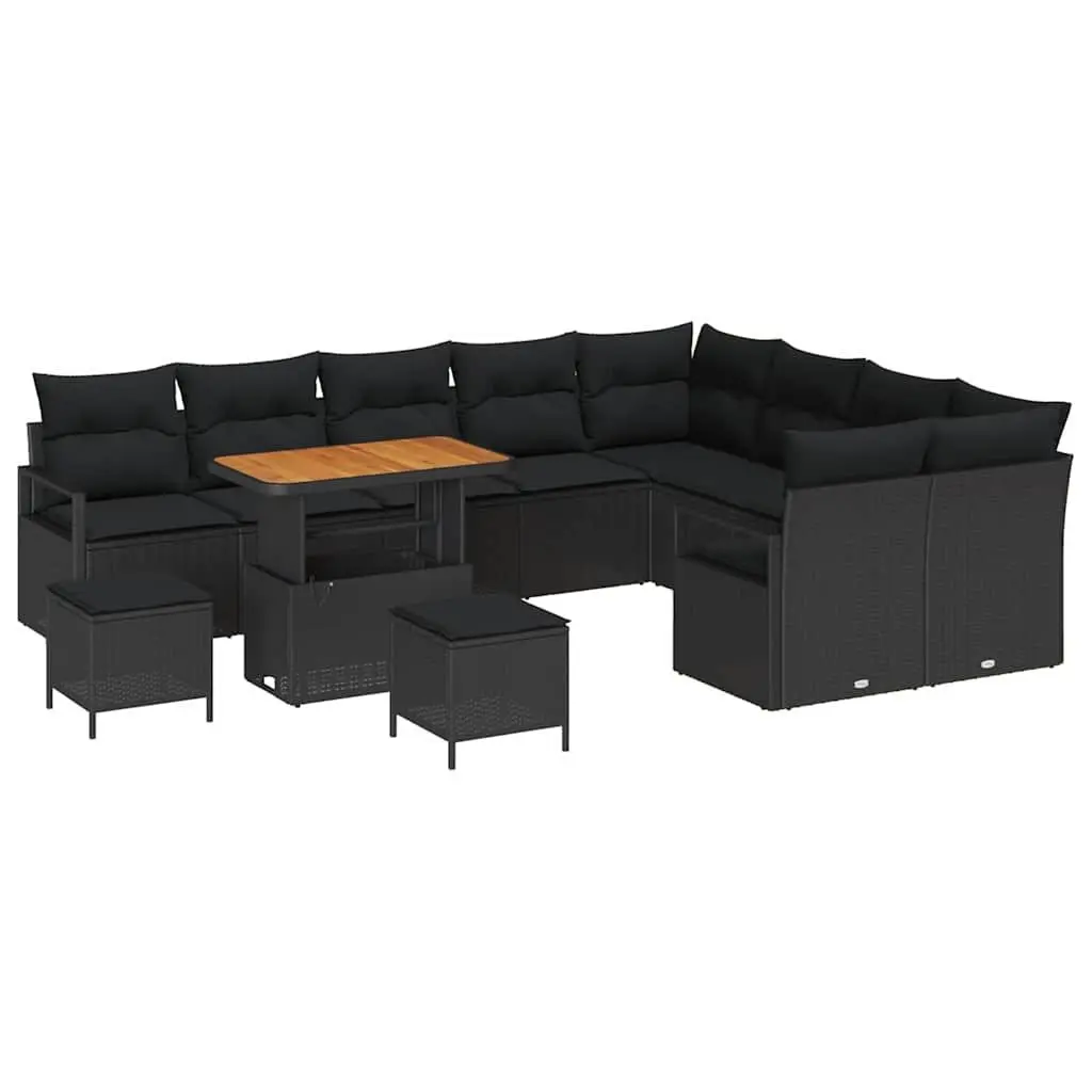 Outdoor Sofa Set Poly Rattan 12 Piece Black