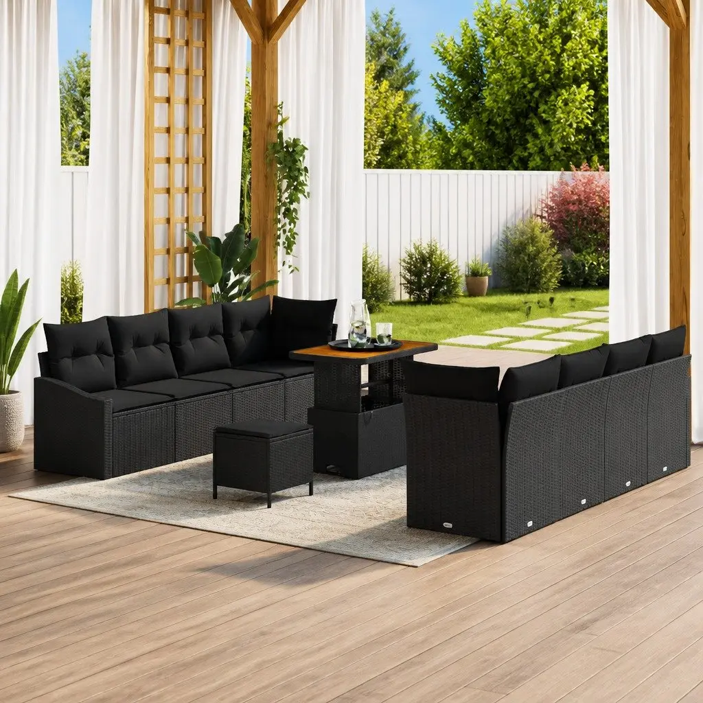 Outdoor Garden Sofa Set 11 pcs Black