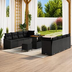 High-Quality Outdoor Garden Sofa Set 11 pcs Black