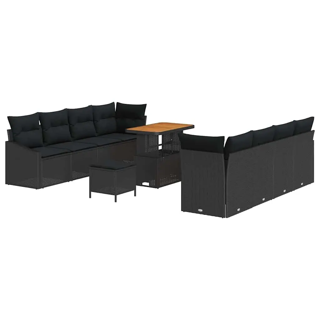 Outdoor Garden Sofa Set 11 pcs Black