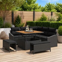 Durable 8-Piece Outdoor Garden Sofa Set in Black