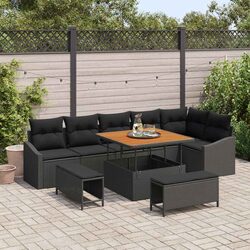 Modular 9-Piece Outdoor Garden Sofa Set in Black