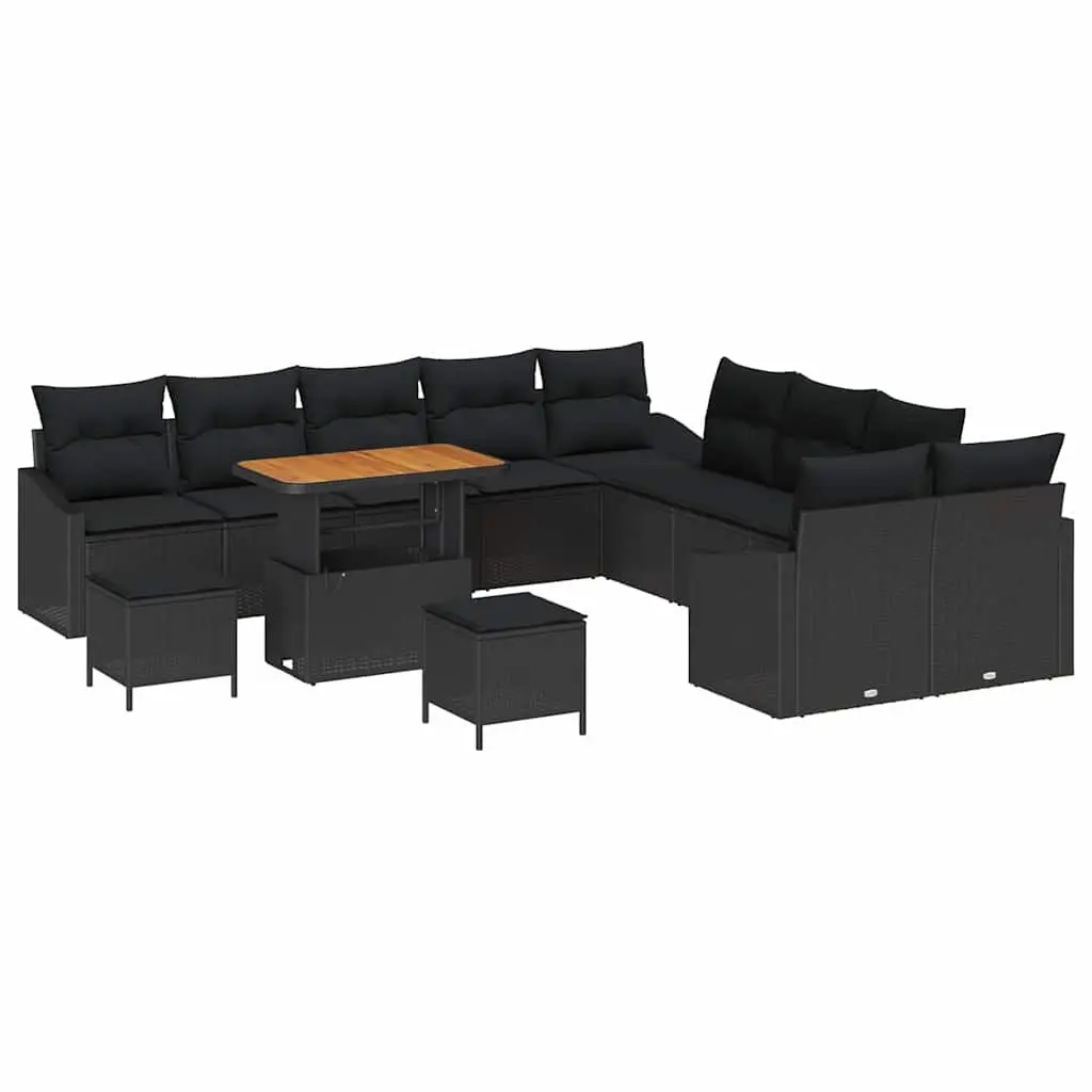 Modular Outdoor Garden Sofa Set 13pcs Black