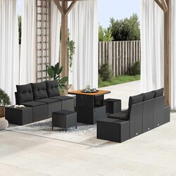 9 Piece Outdoor Sofa Set with Black Poly Rattan