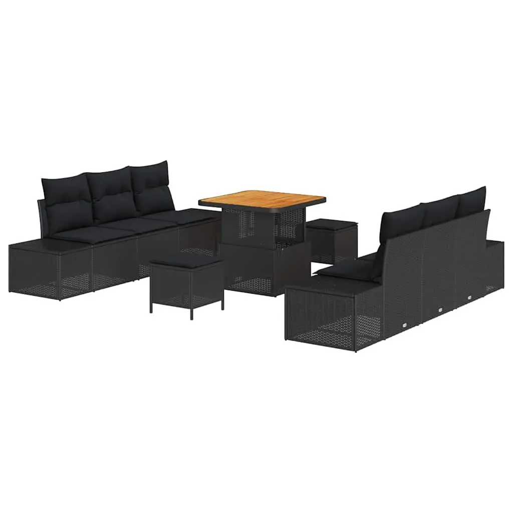 9 Piece Outdoor Sofa Set with Black Poly Rattan