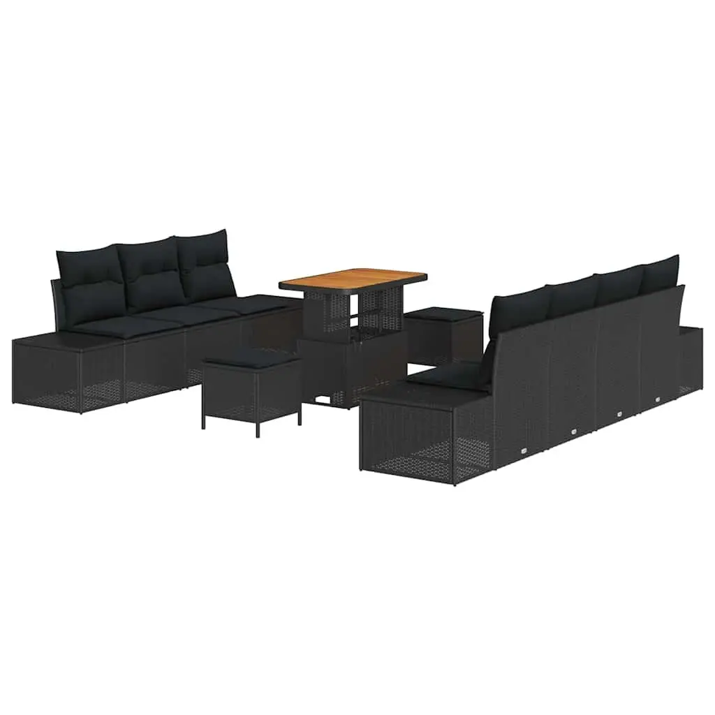 Outdoor Sofa Set Poly Rattan 10 Piece Modular Black