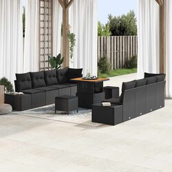 Stylish 11 Piece Modular Outdoor Sofa Set Black Rattan