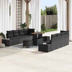 Outdoor Garden Sofa Set with Cushions Black Modular Patio Seating Lounge