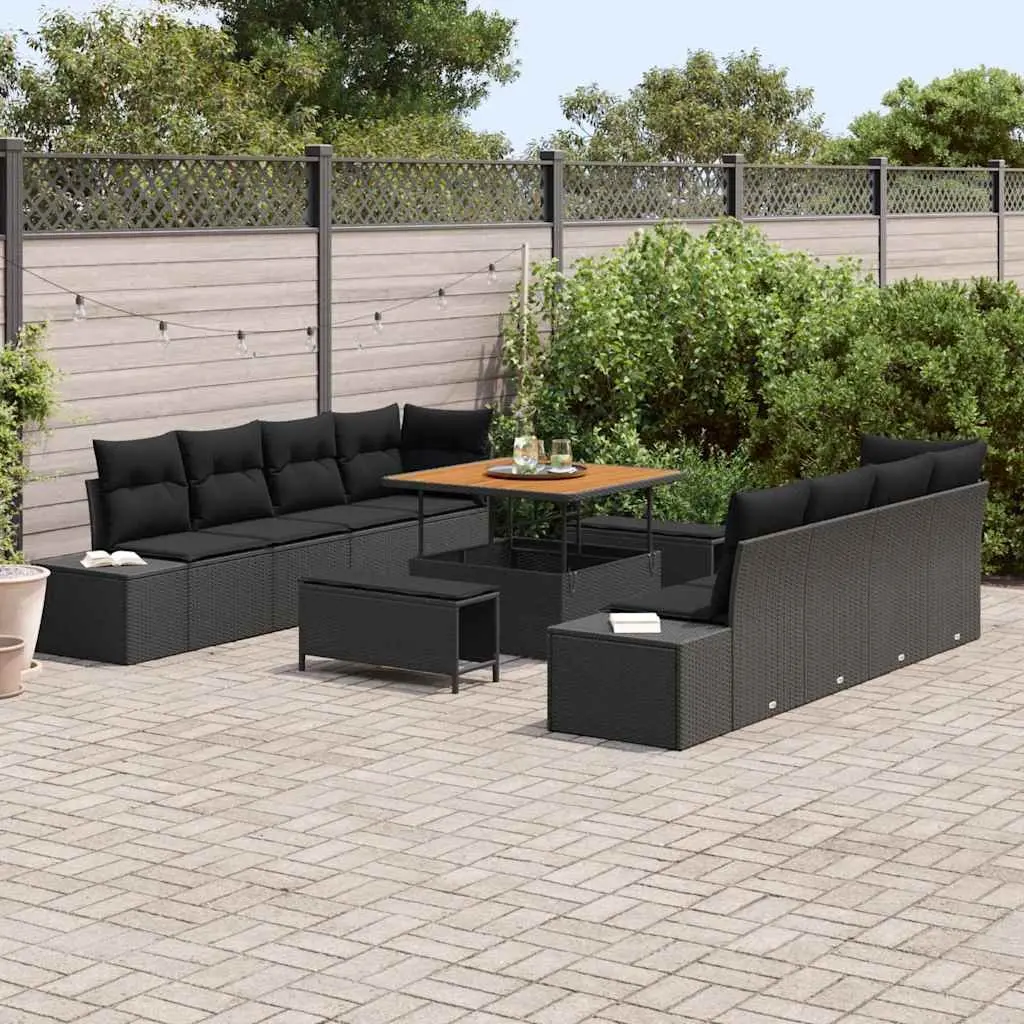 Black Modular Outdoor Garden Sofa Set with Storage