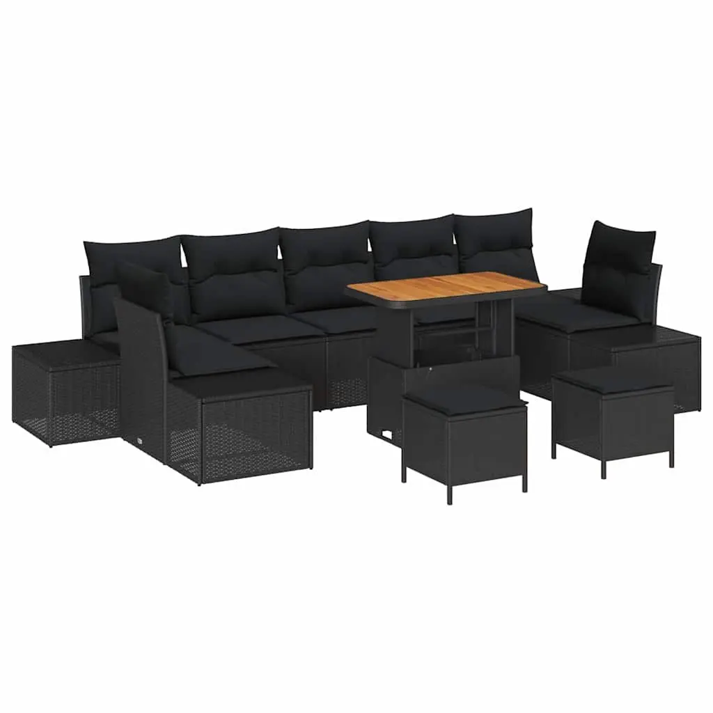 10-Piece Modular Garden Sofa Set in Black