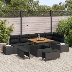 Premium 9-Piece Modular Garden Sofa Set in Black