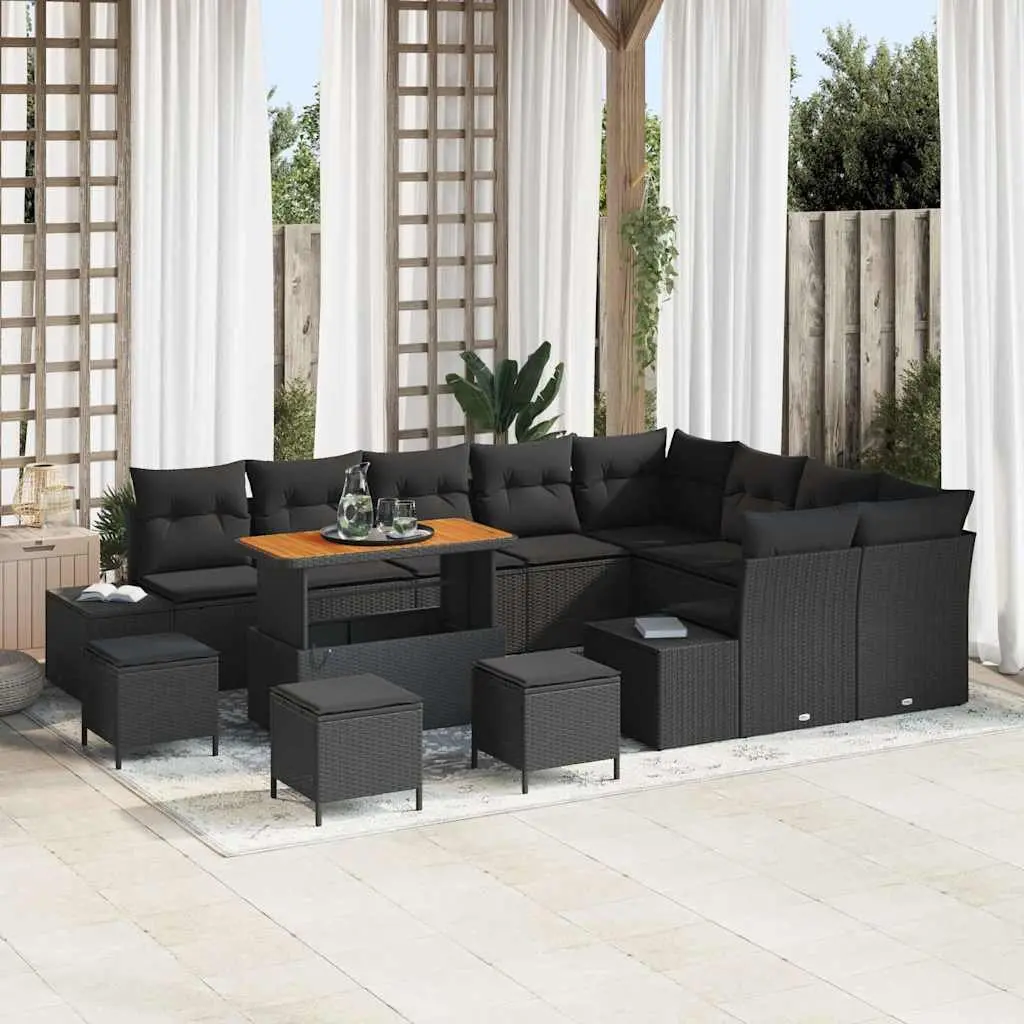 13-Piece Outdoor Modular Sofa Set in Black