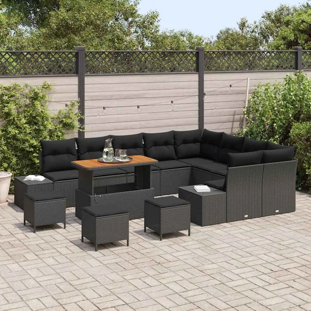 13-Piece Outdoor Modular Sofa Set in Black