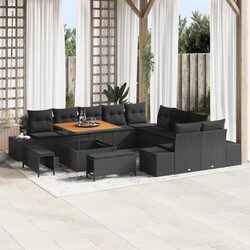 Black Poly Rattan Modular Garden Sofa Set 13 Piece