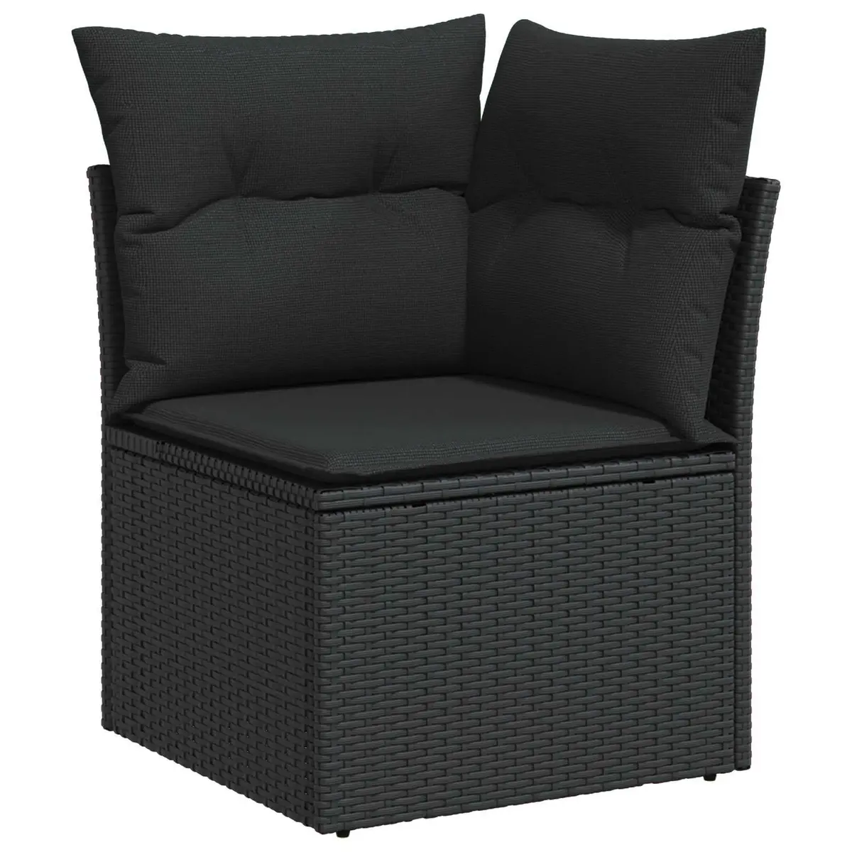 8-Piece Black Poly Rattan Outdoor Sofa Set
