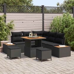 8-Piece Modular Outdoor Garden Sofa Set in Black
