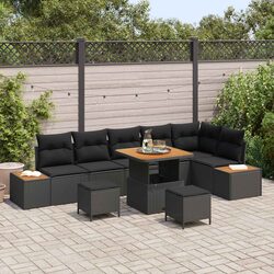 High-Quality 9-Piece Outdoor Garden Sofa Set - Black