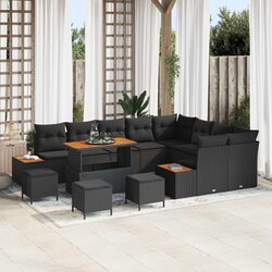 Premium 13pc Black Poly Rattan Garden Sofa Set