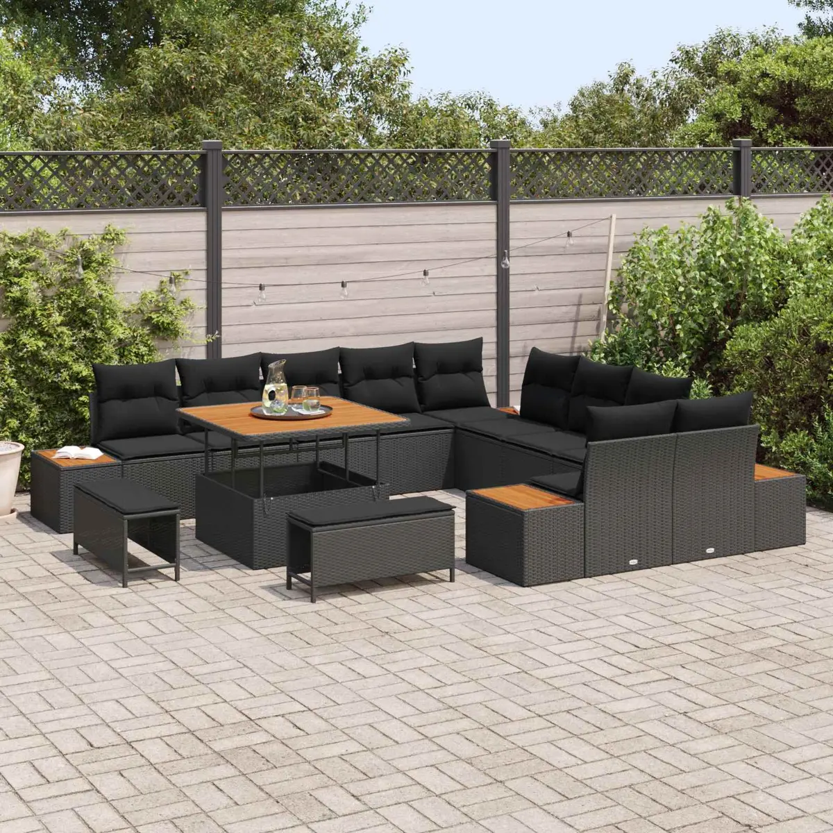 Garden Sofa Set Poly Rattan 13 Pieces Black Outdoor Furniture
