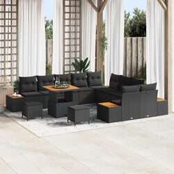 Premium Black Poly Rattan Garden Sofa Set 13pcs