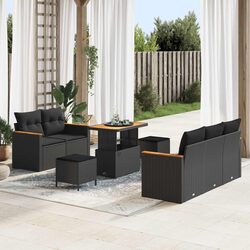 10-Piece Black Modular Sofa Set for Outdoor Spaces