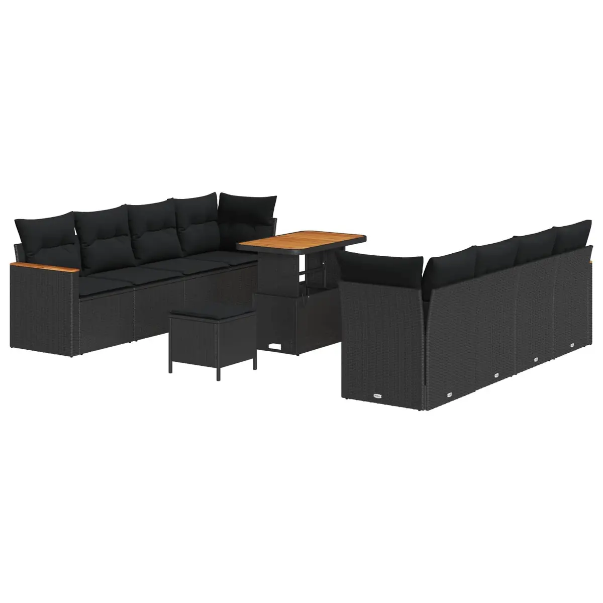 Outdoor Garden Sofa Set 12 pcs Modular Black Poly Rattan with Cushions