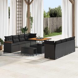 Black Rattan Modular Outdoor Garden Sofa Set - 12 Pieces