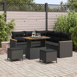 8-Piece Modular Outdoor Sofa Set in Black Poly Rattan