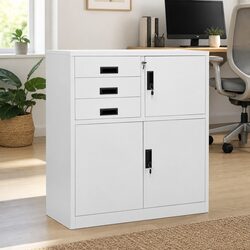 Durable Grey Steel Filing Locker with Adjustable Shelf