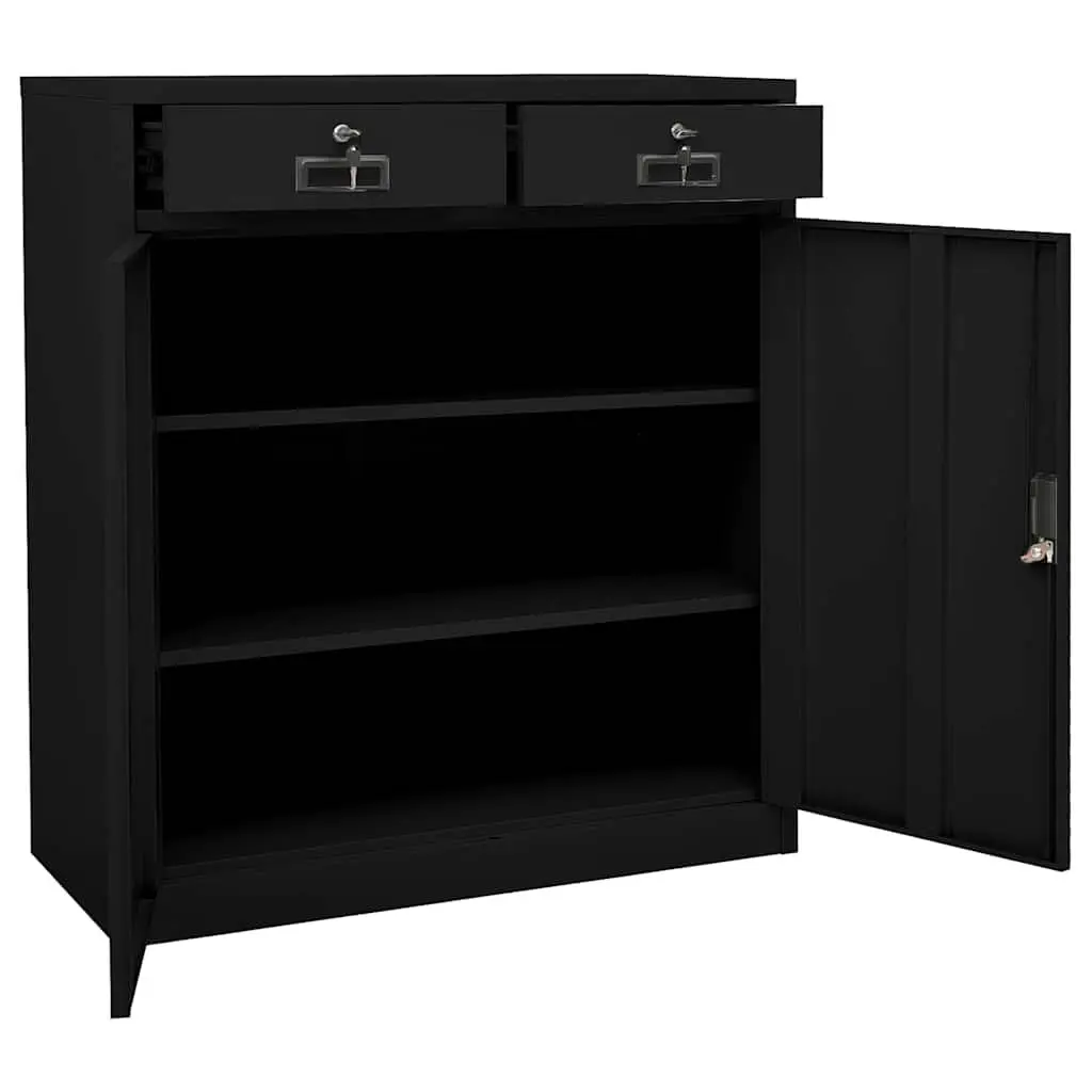 Office Storage Cabinet Steel 90x40x102cm Black