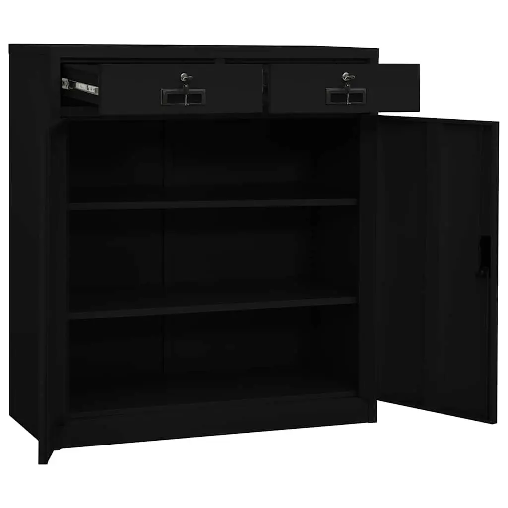 Office Storage Cabinet Steel 90x40x102cm Black