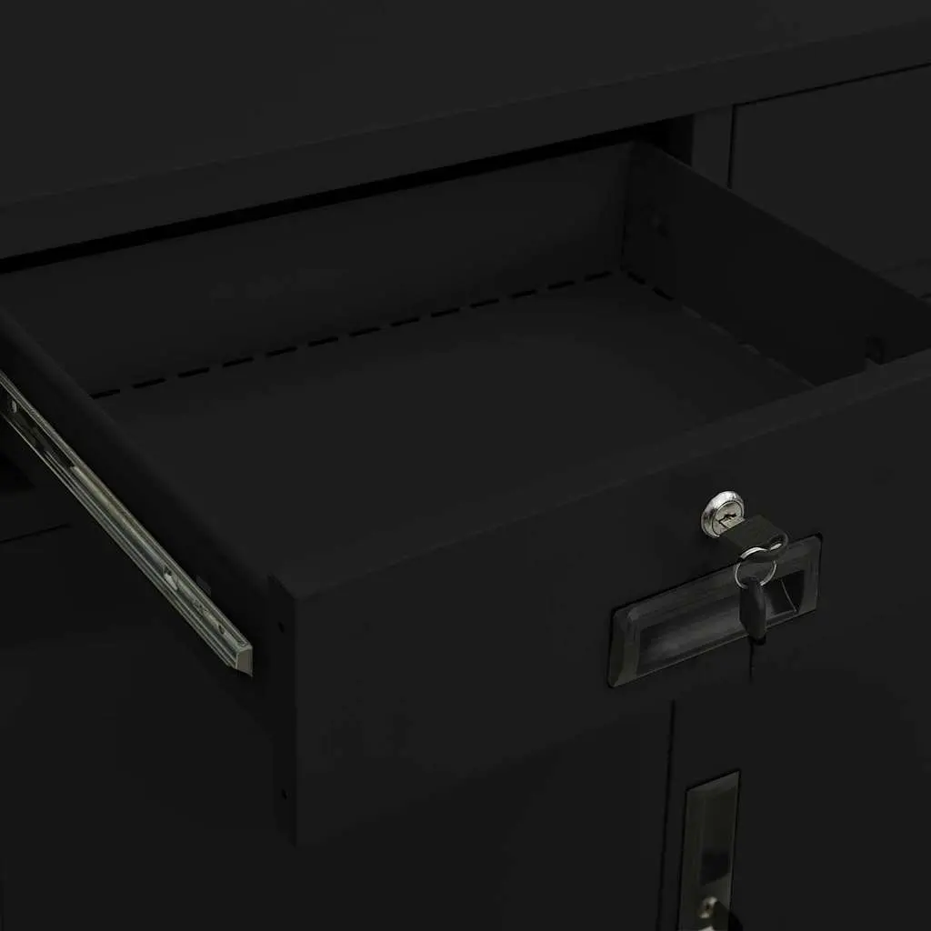 Office Storage Cabinet Steel 90x40x102cm Black