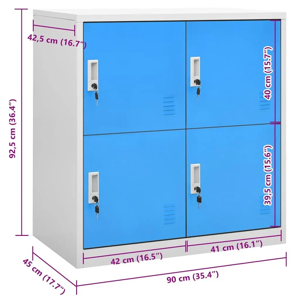 Grey Blue Locker Cabinet for Secure Storage