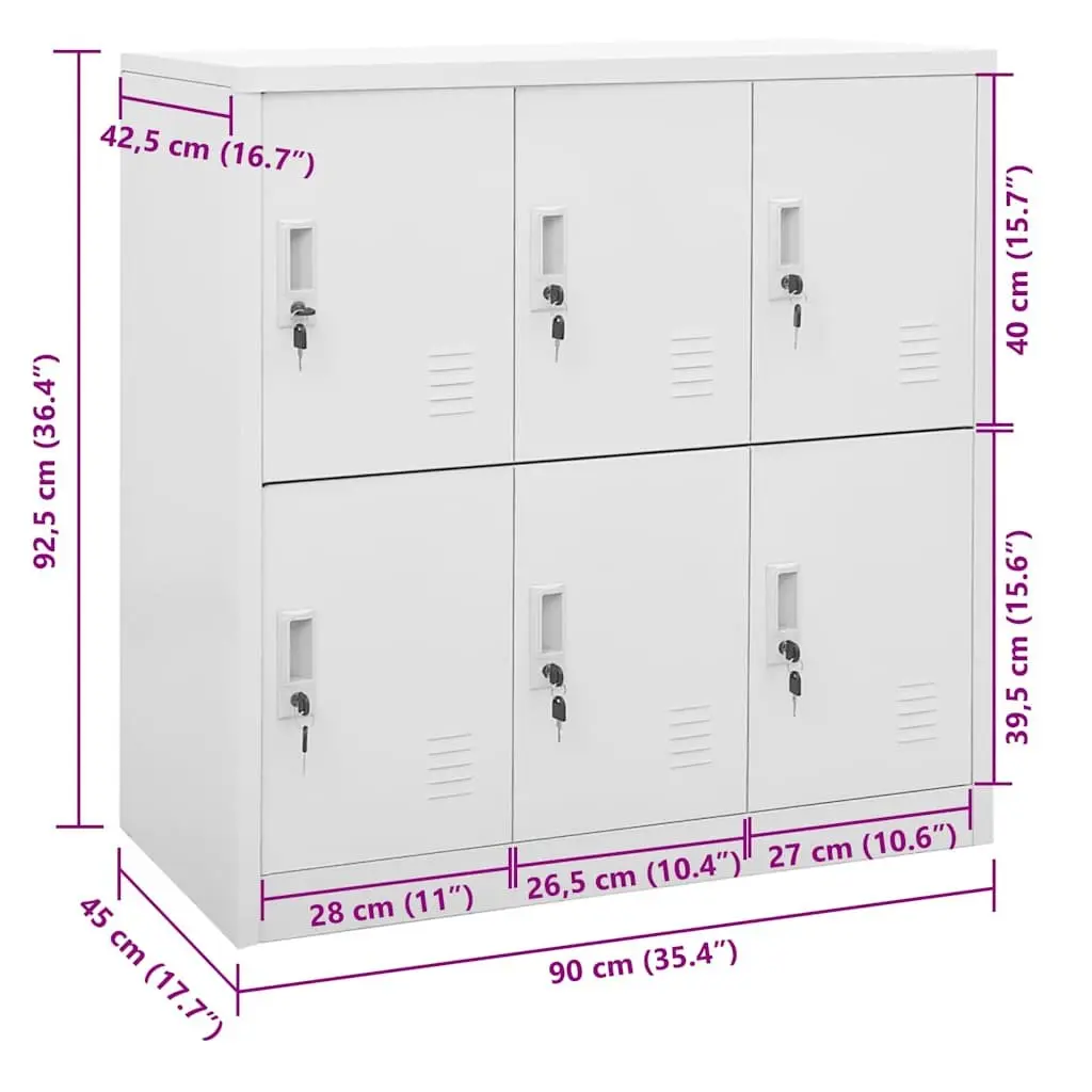 Locker Cabinet Storage Organiser Light Grey Steel Modern Design Office Home