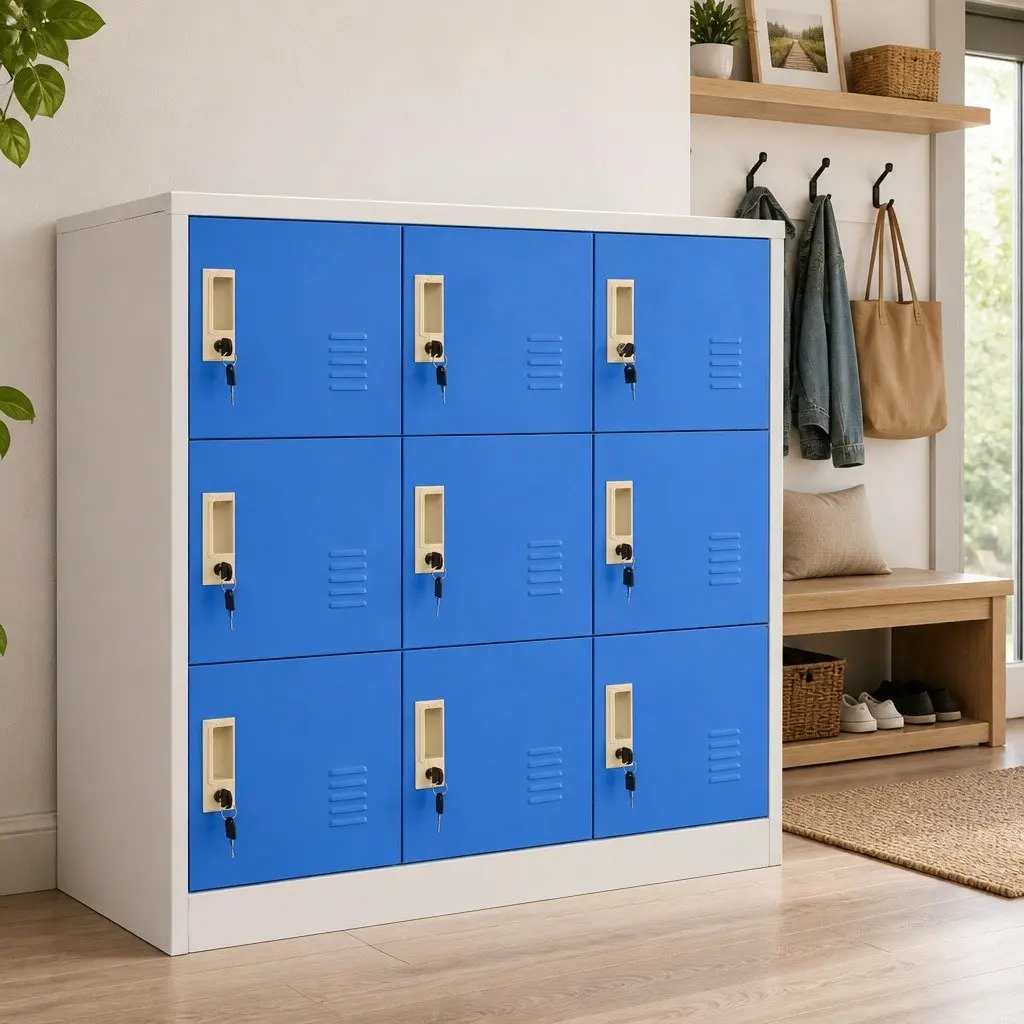 Locker Cabinet Steel 92.5cm Blue Grey