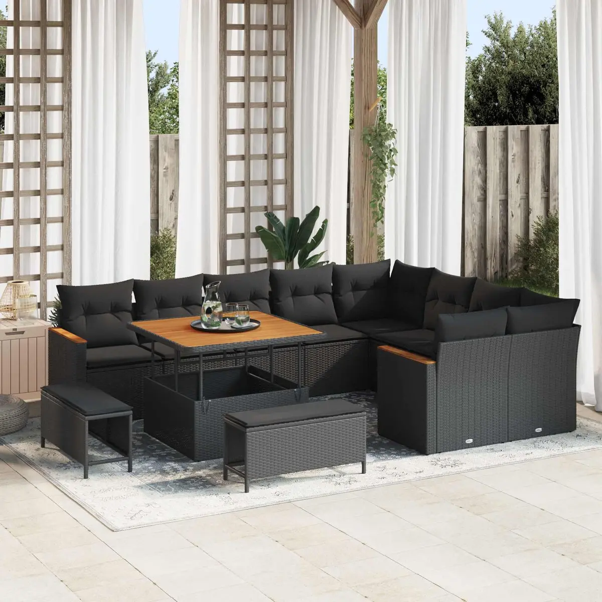 Modular Garden Sofa Set with Cushions 12 Pieces