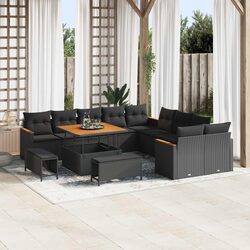 13-Piece Modular Outdoor Sofa Set in Black Poly Rattan