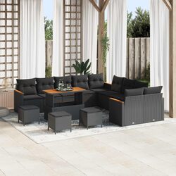 Premium Modular Garden Sofa Set 14 Pcs Black Rattan