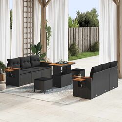 Modular 11-Piece Outdoor Garden Sofa Set in Black