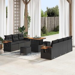 Black Poly Rattan Outdoor Modular Garden Sofa Set 13 Pieces