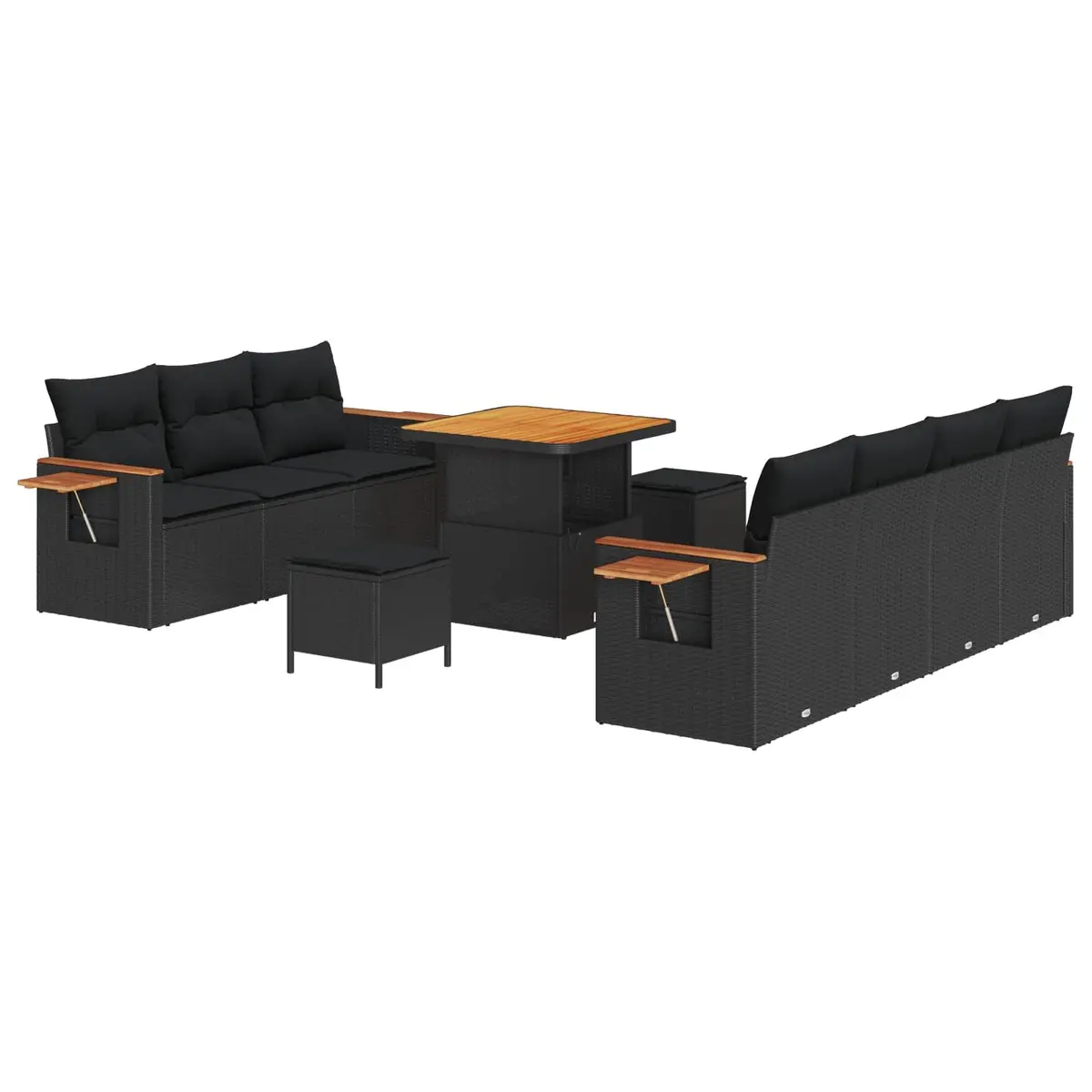Black Poly Rattan Outdoor Modular Garden Sofa Set 13 Pieces