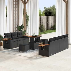 Modular Black Poly Rattan 13 Piece Outdoor Garden Sofa Set