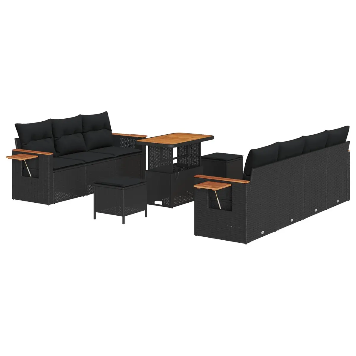 Modular Black Poly Rattan 13 Piece Outdoor Garden Sofa Set